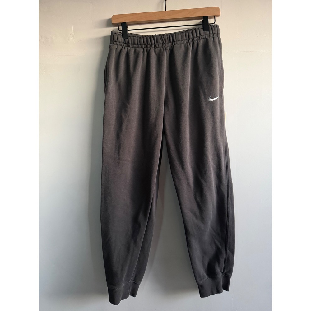 Nike Mens Fleece Joggers Charcoal Gray Embroidered Swoosh Sweatpants Size M